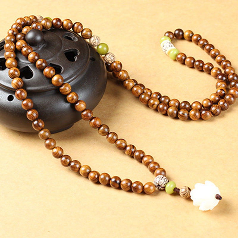 Buddha Stones Tibetan Rosewood Lotus Mala Protection Calm Necklace Bracelet - image 2