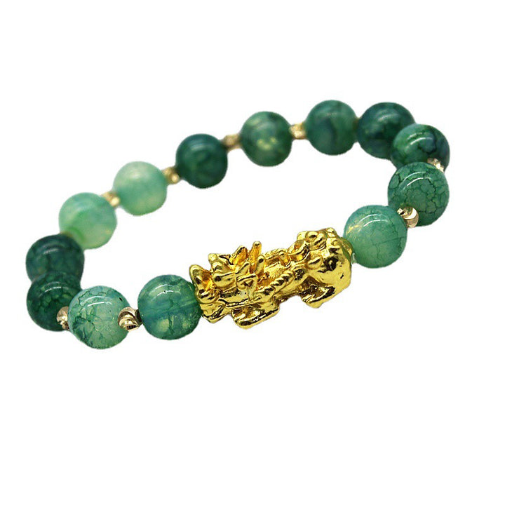 Buddha Stones Handmade Cyan Jade Pi Xiu Success Bracelet - image 0
