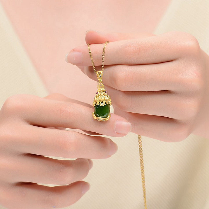 Buddha Stones Natural Jade PiXiu Balance Necklace - image 3