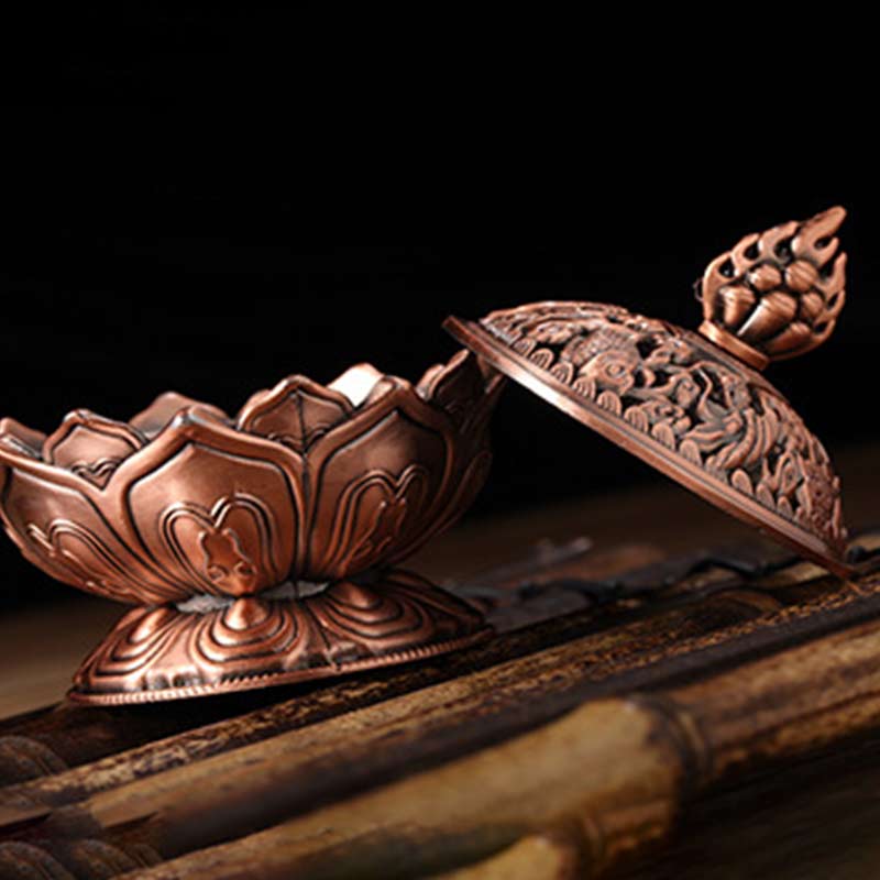 Buddha Stones Tibetan Lotus Shaped Purify Incense Burner - image 4