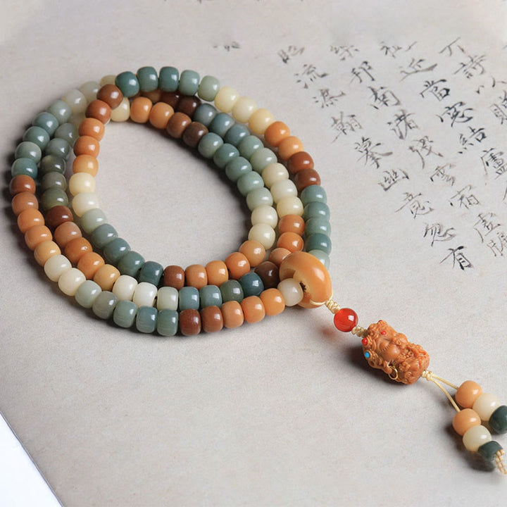 Buddha Stones 108 Mala Beads Gradient Bodhi Seed Green Tara Buddha Engraved Peace Harmony Bracelet - Bodhi Seed(Wisdom♥Wake Up) - image 0