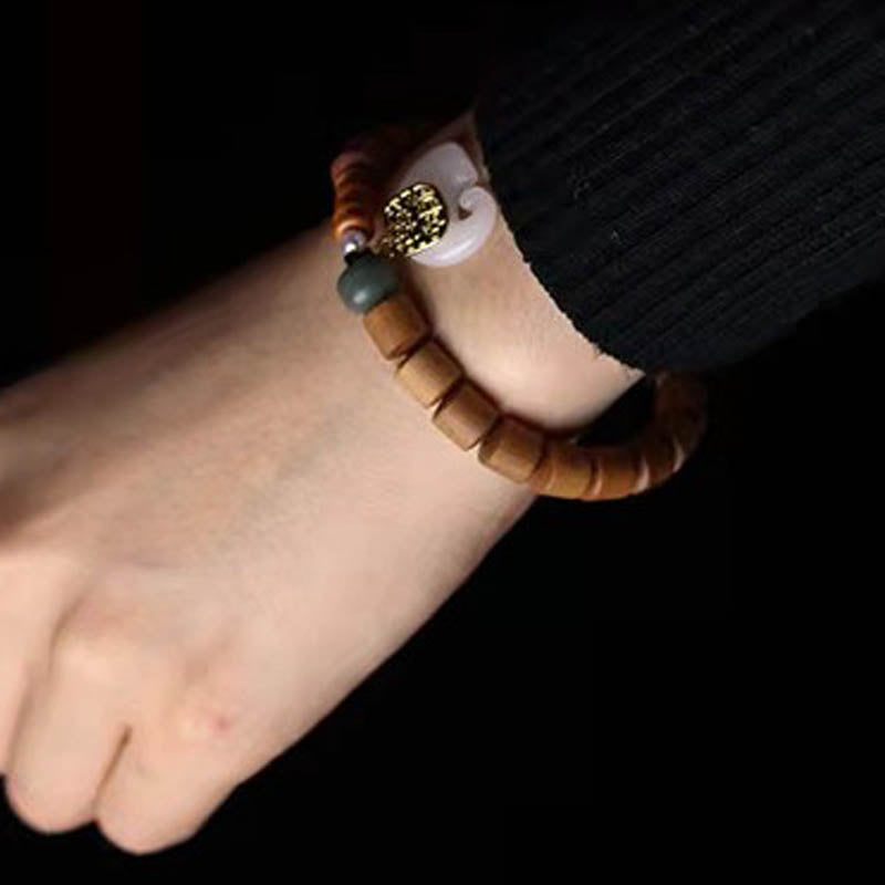 Buddha Stones Sandalwood Jade Elephant Protection Bracelet - image 2