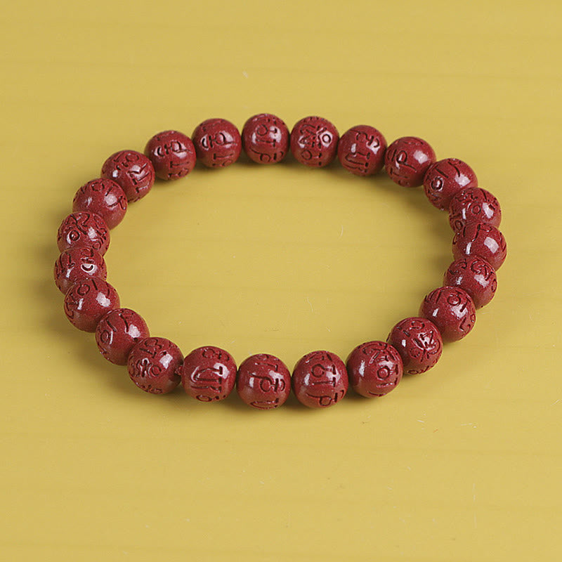 Buddha Stones Natural Double PiXiu Cinnabar Om Mani Padme Hum Wealth Luck Bead Bracelet - Om Mani Padme Hum - 8mm - image 13