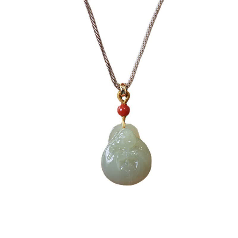 Buddha Stones Laughing Buddha Hetian Jade Wealth Prosperity String Necklace Pendant - image 6