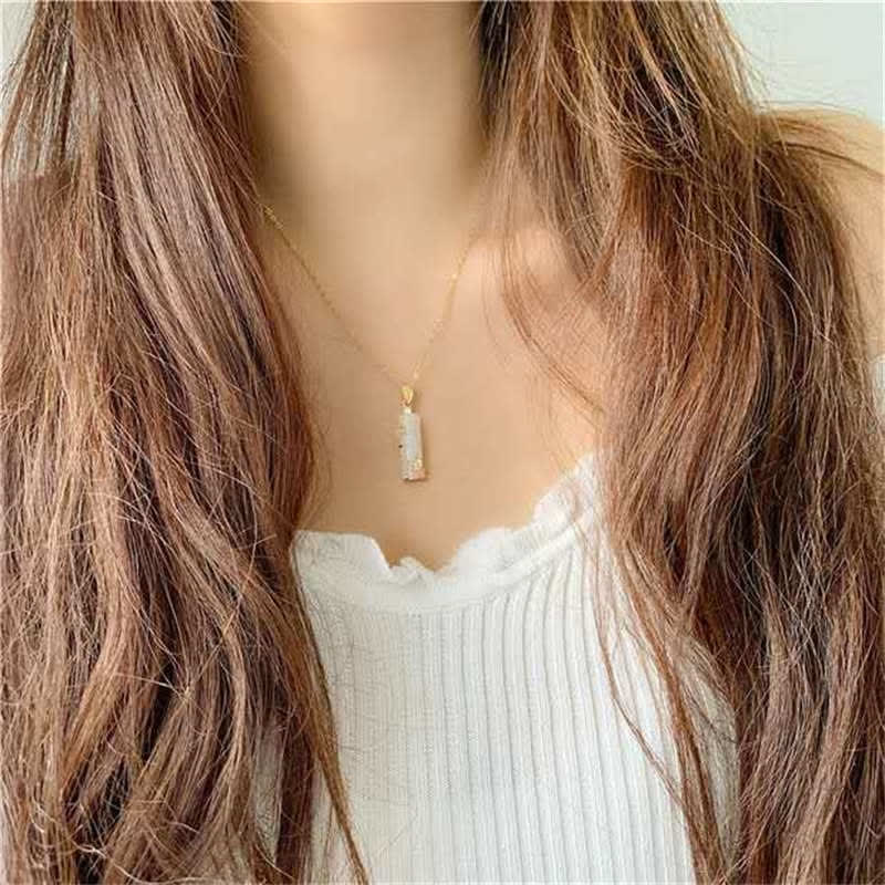 Buddha Stones White Jade Cyan Jade Bamboo Luck Protection Necklace Pendant - image 11