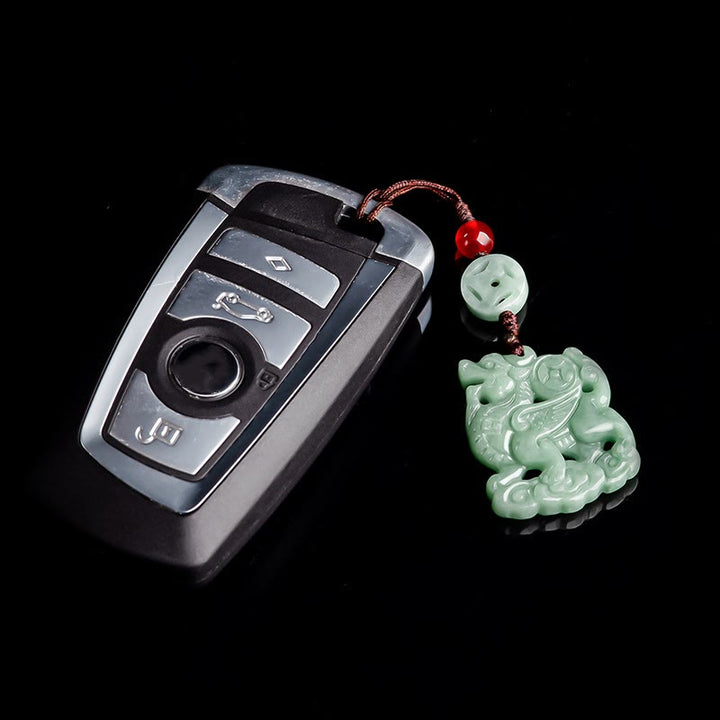 Buddha Stones Natural Jade Kirin Prosperity Phone Hanging Decoration - image 3