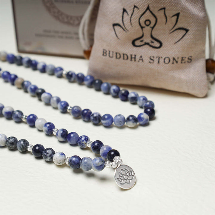 Buddha Stones Natural Blue Aventurine Lotus Peace Necklace Bracelet - image 4