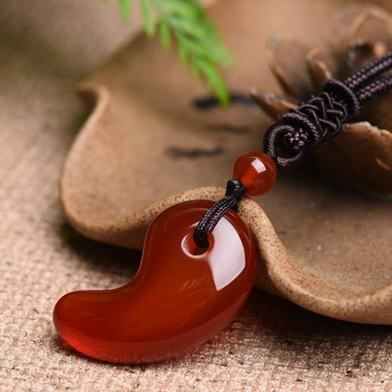 Buddha Stones Red Agate Green Agate Moon Pattern Confidence Calm Necklace - image 2