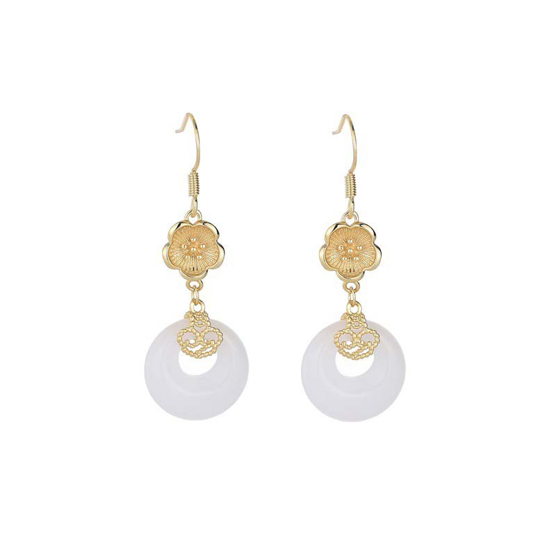 FengShui White Jade Blessing Drop Earrings - image 23