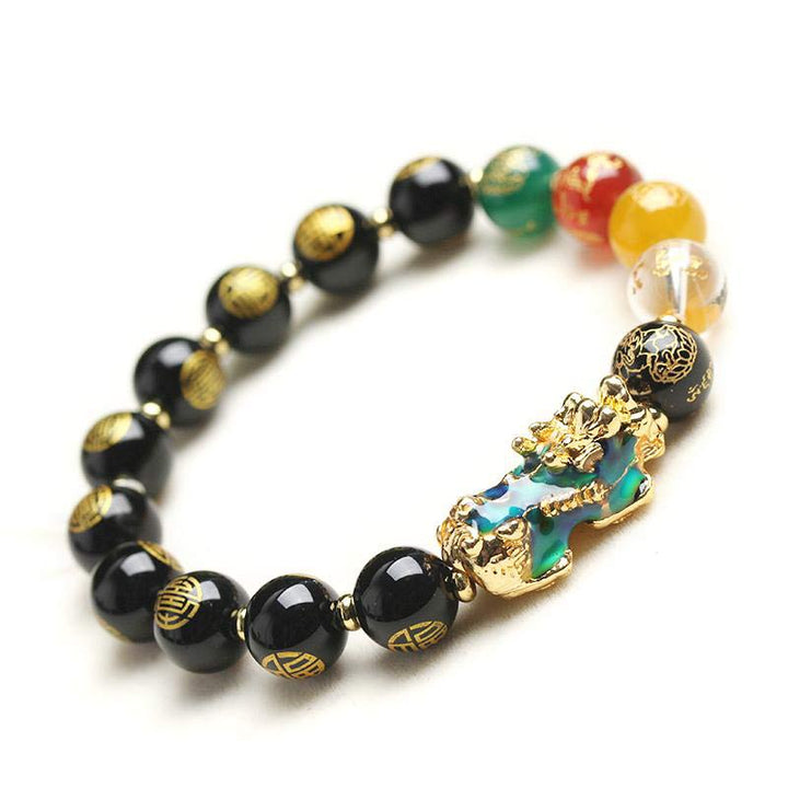 Buddha Stones Color-Changing Pixiu Obsidian Luck Bracelet - image 2