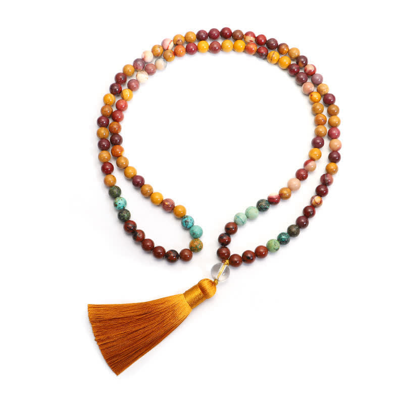 Buddha Stones 108 Mala Beads Mookaite Emotional Growth Bracelet Tassel Necklace Pendant - image 10