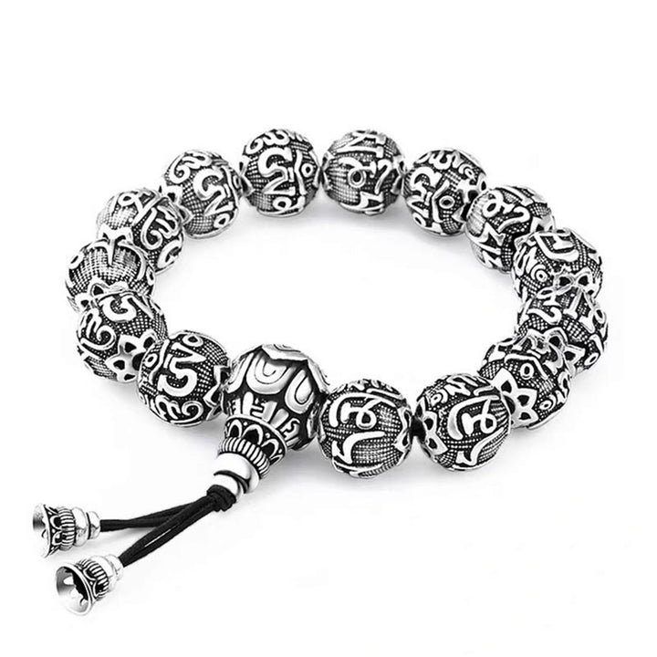 Buddha Stones Tibetan Om Mani Padme Hum Carved Alloy Beads Amulet Bracelet - image 7