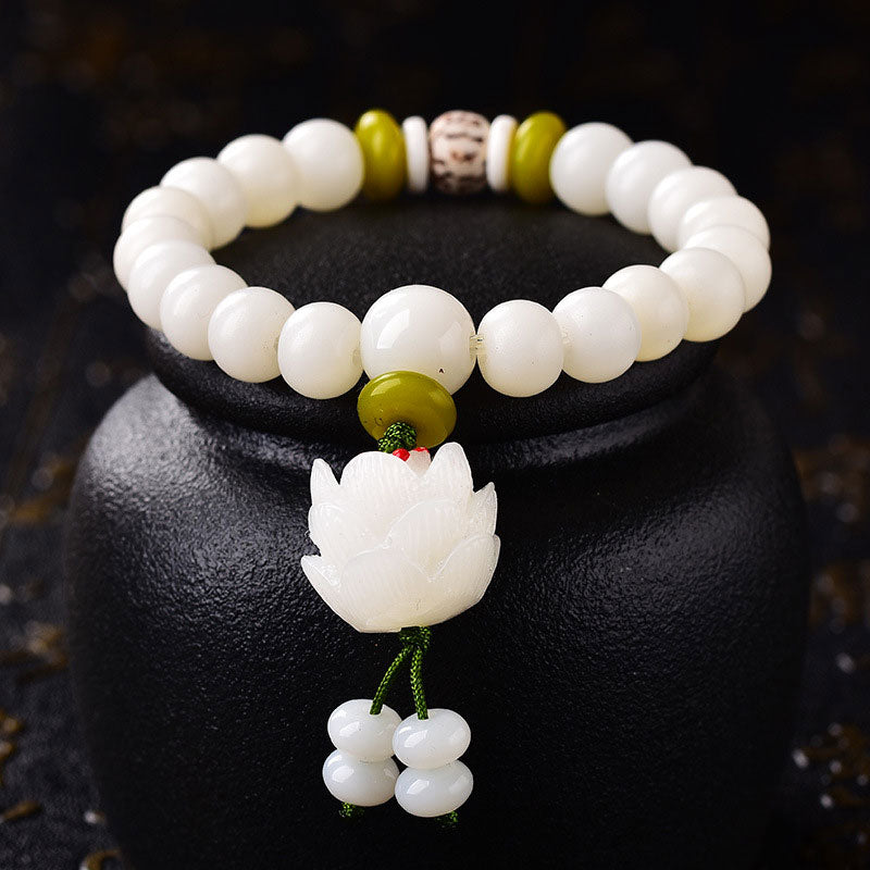 Buddha Stones Lotus Natural White Bodhi Seed Luck Bracelet - image 6