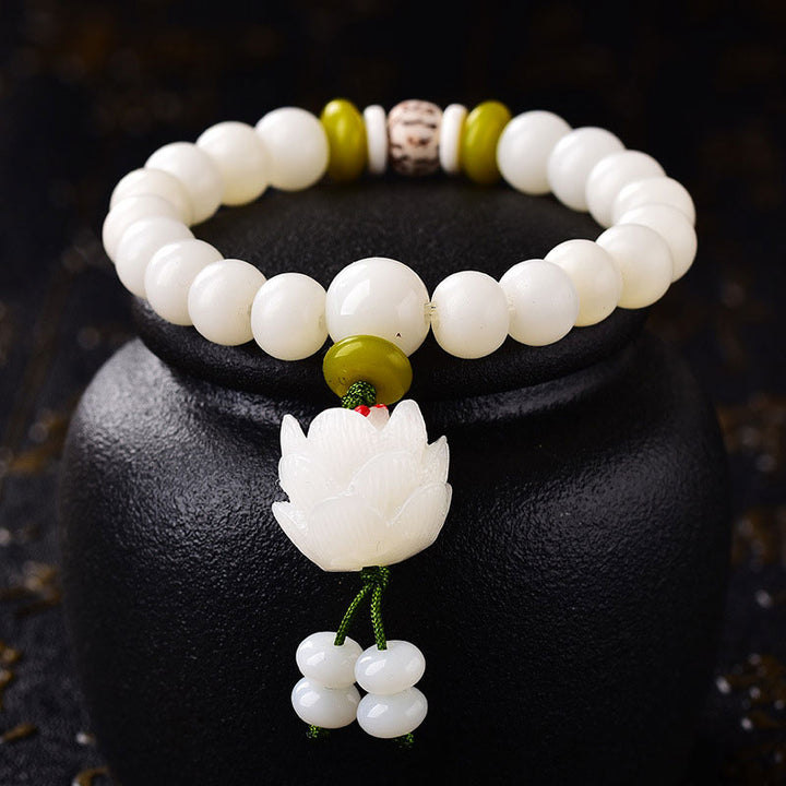 Buddha Stones Lotus Natural White Bodhi Seed Luck Bracelet - image 6