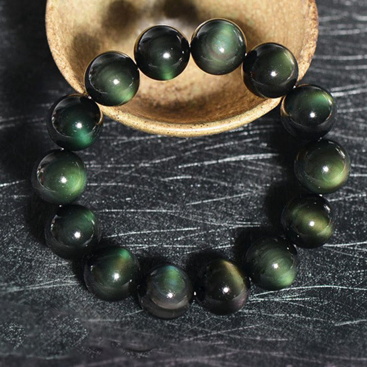 Buddha Stones Natural Green Eye Obsidian Wealth Bracelet - image 6
