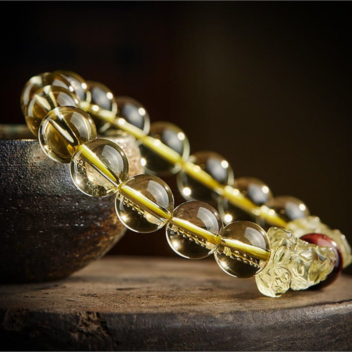 Buddha Stones Natural Citrine Double PiXiu Tiger Eye Prosperity Protection Bracelet - image 4
