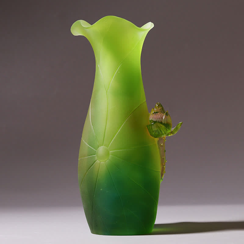 Buddha Stones Feng Shui Lotus Handmade Liuli Crystal Art Piece Home Office Offering Decoration - image 10