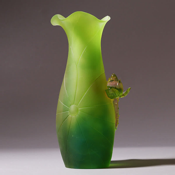 Buddha Stones Feng Shui Lotus Handmade Liuli Crystal Art Piece Home Office Offering Decoration - image 10