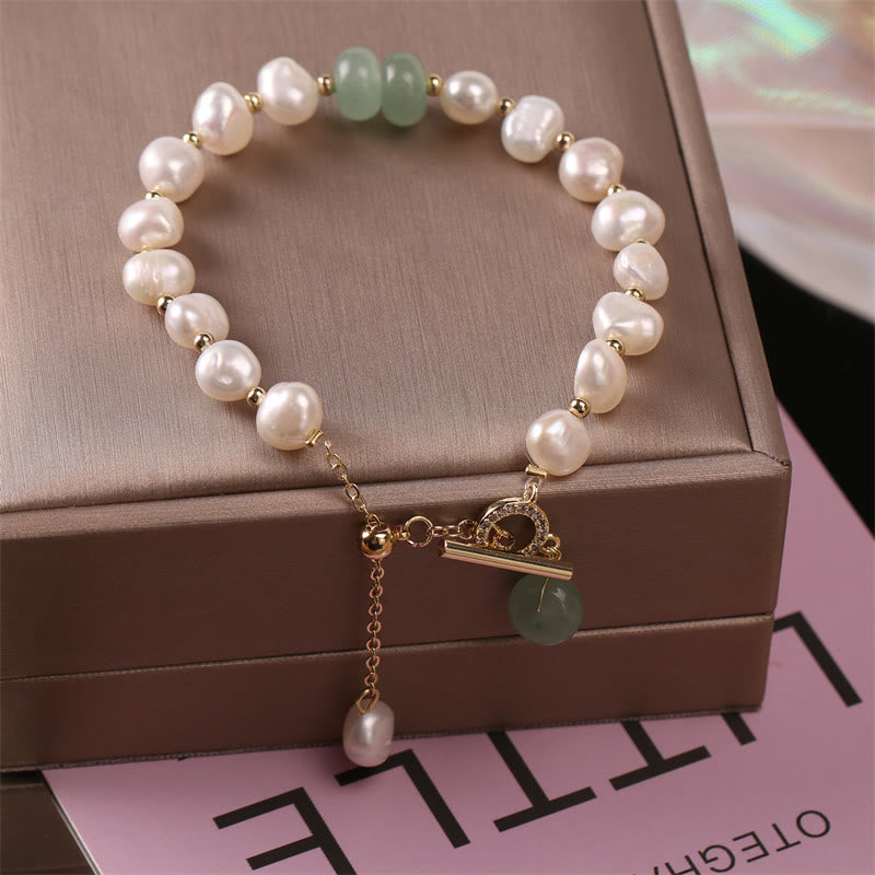 Buddha Stones Pearl Green Strawberry Quartz Bead Healing Chain Bracelet - image 5