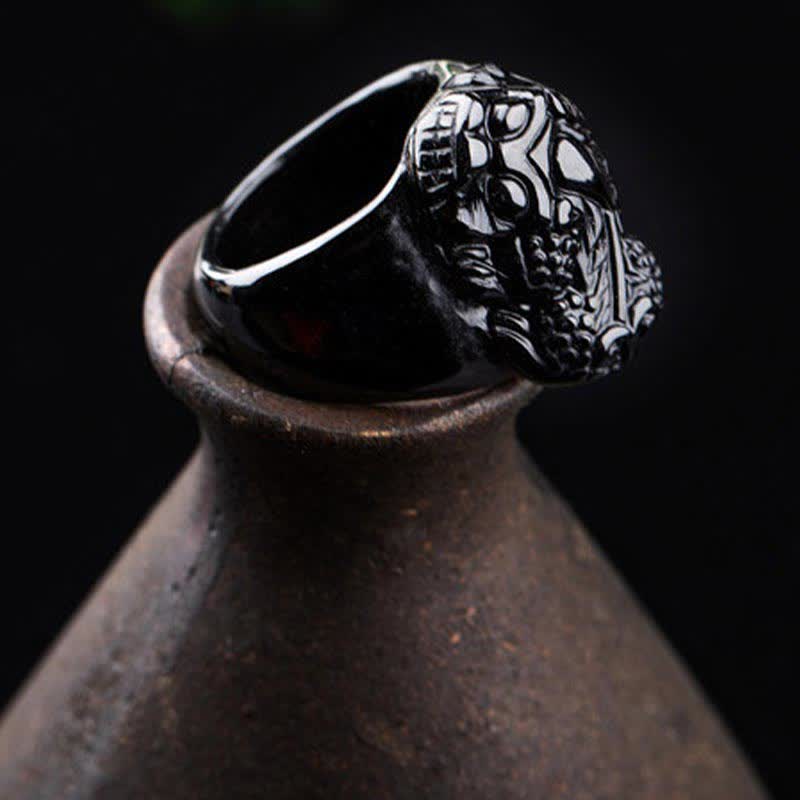 Buddha Stones FengShui PiXiu Black Obsidian Strength Ring - image 5
