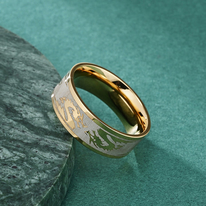 Buddha Stones Dragon Carved Protection Strength Titanium Steel Ring - image 2