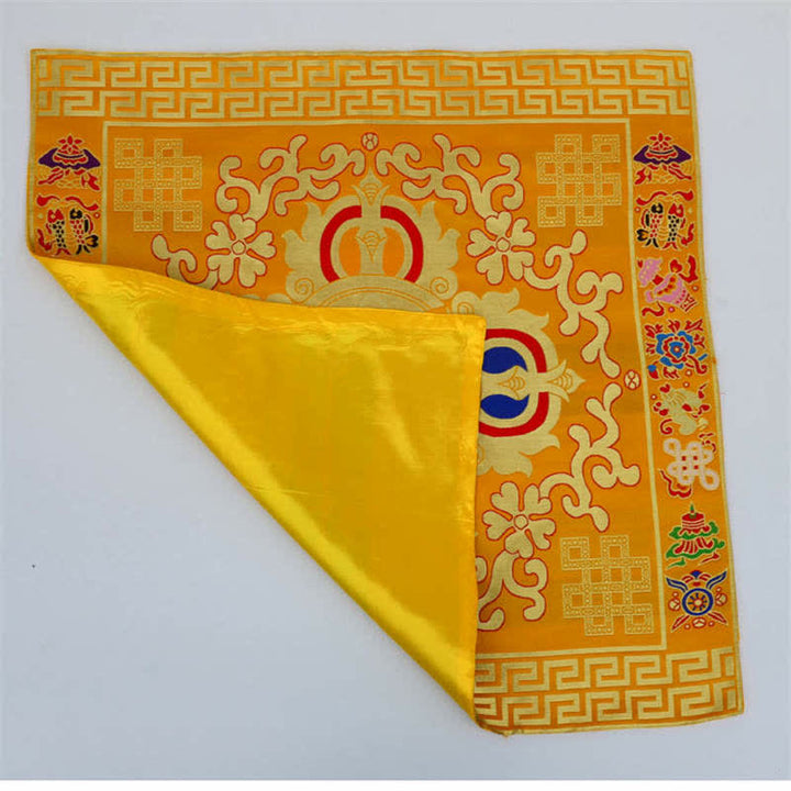 Flower Endless Knot Prayer Altar Mat Healing Meditation 8 Auspicious Symbols Mat Table Runner - image 3