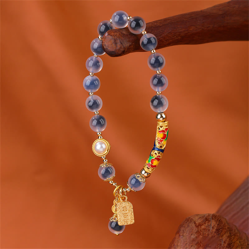 Buddha Stones Natural Blue Candy Agate Amulet Strength Bracelet - Candy Agate(Strength♥Confidence) - image 0