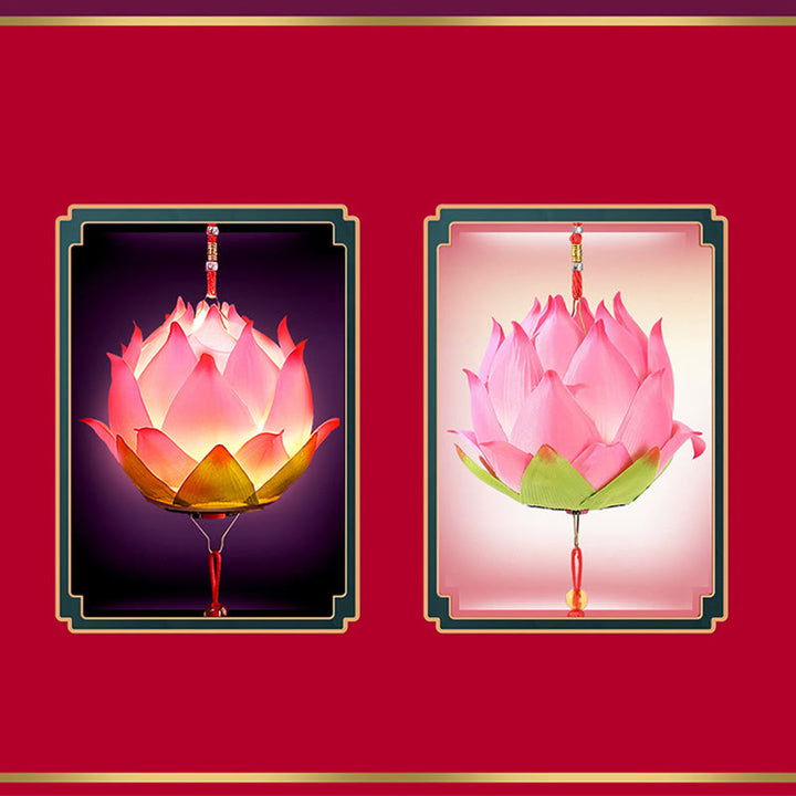 Buddha Stones DIY Lotus Flower Dragon Lantern Tassel Lamp Decoration - image 7