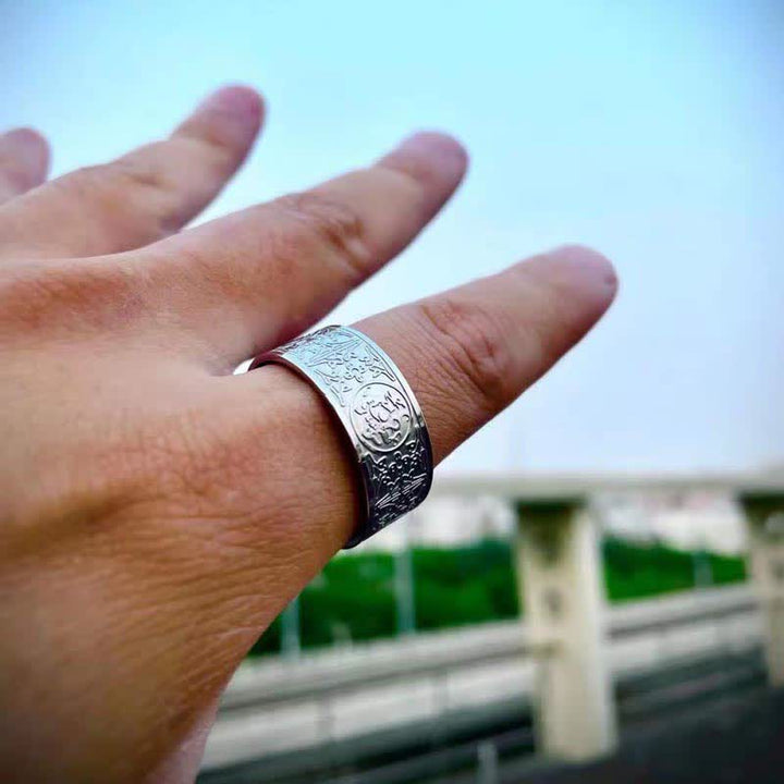 Buddha Stones Four Guardian Beast Dragon White Tiger Suzaku Basalt Carved Success Luck Ring - image 13