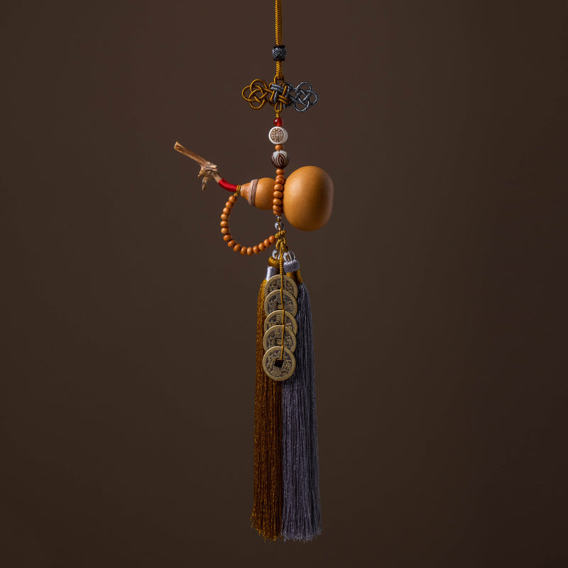 Buddha Stones Feng Shui Coins Gourd Chinese Knot Lucky Coins Five Emperor Money Wealth Tassels Decoration - Sienna - image 10