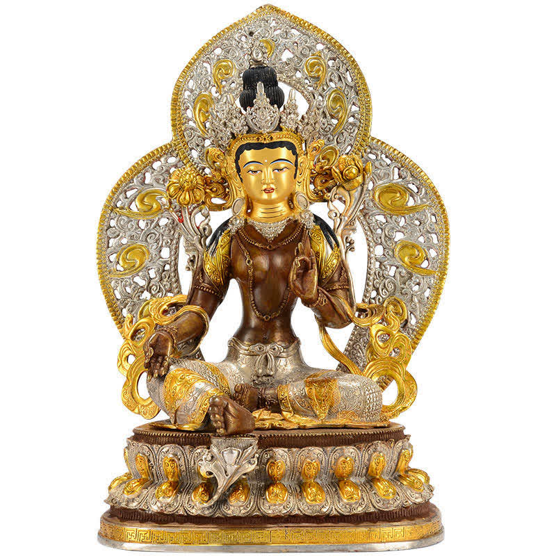 Buddha Stones Bodhisattva Green Tara Hope Copper Statue Decoration - 10 Inch - image 0
