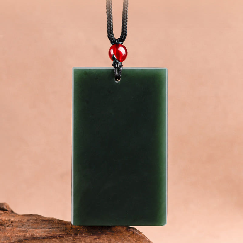 Buddha Stones Hetian Cyan Jade Dragon Engraved Success Necklace Pendant - image 5