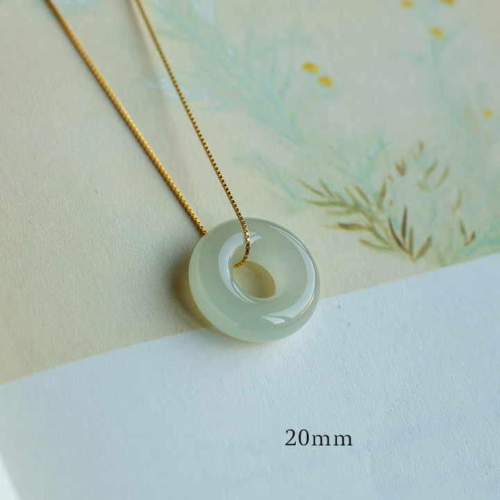 Buddha Stones Natural Round Jade Peace Buckle Luck Abundance Necklace Pendant - Jade - 20mm - image 6