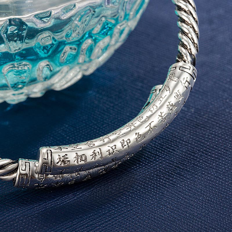 Buddha Stones Tibetan Heart Sutra White Copper Charm Bracelet - image 3