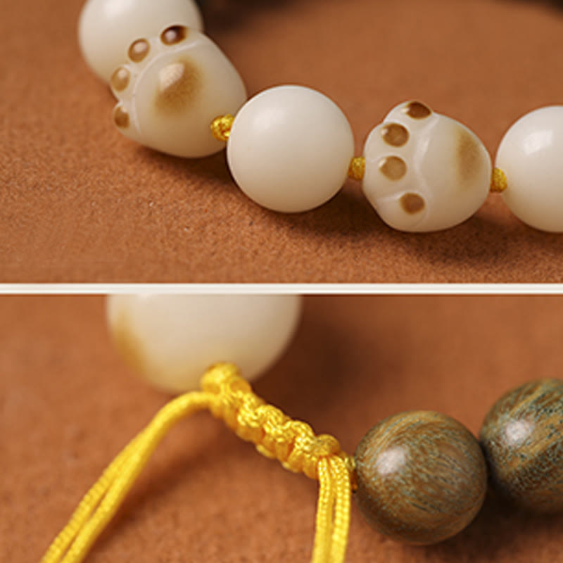 Buddha Stones Natural Green Sandalwood Bodhi Seed Cat Paw Claw Cure Bracelet - image 6