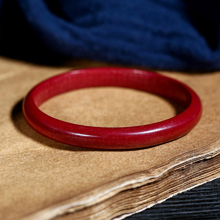 Buddha Stones Cinnabar Heart Sutra Engraving Blessing Bangle Bracelet - image 3