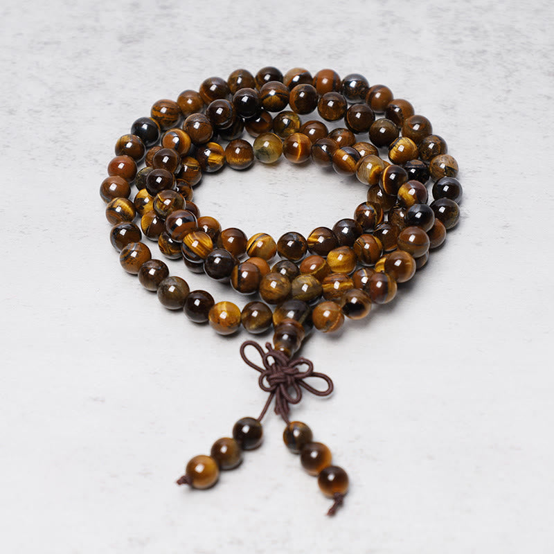 Buddha Stones Tibetan 108 Natural Tiger Eye Gemstone Beads Prayer Mala Bracelet Necklace - image 3