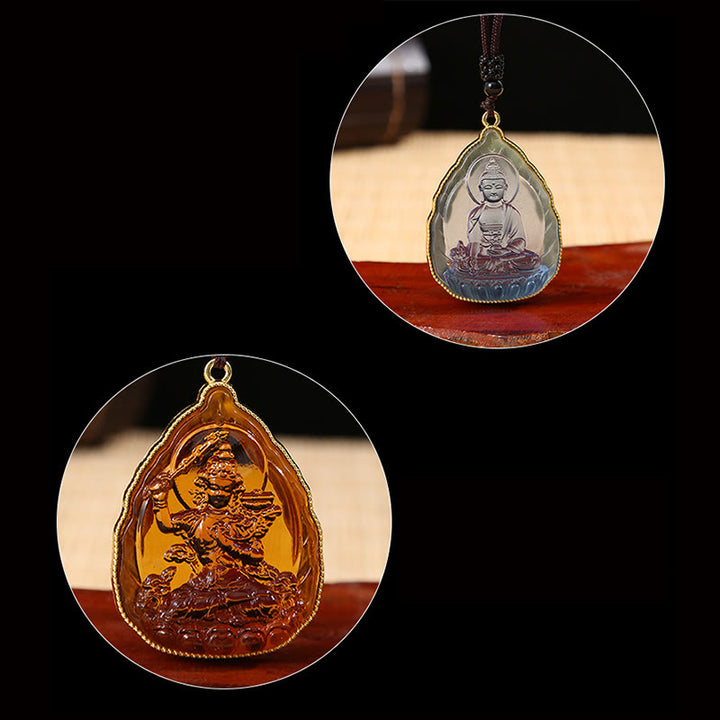 Buddha Stones Tibetan Buddha Liuli Crystal Serenity Necklace Pendant - image 9