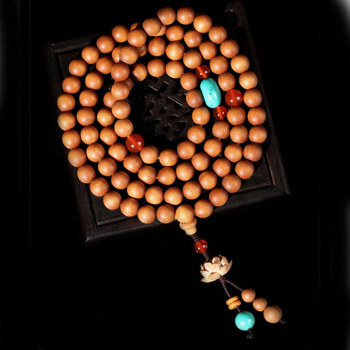 Buddha Stones Tibetan Sandalwood Lotus Enlightenment Charm Mala Bracelet - image 2