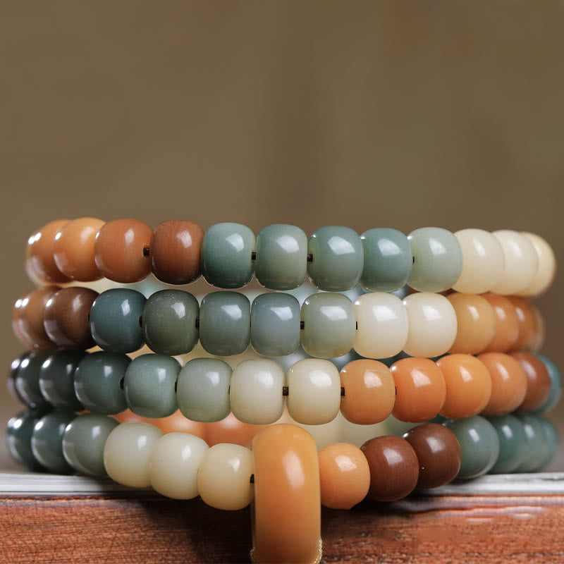 Buddha Stones 108 Mala Beads Gradient Bodhi Seed Green Tara Buddha Engraved Peace Harmony Bracelet - image 2