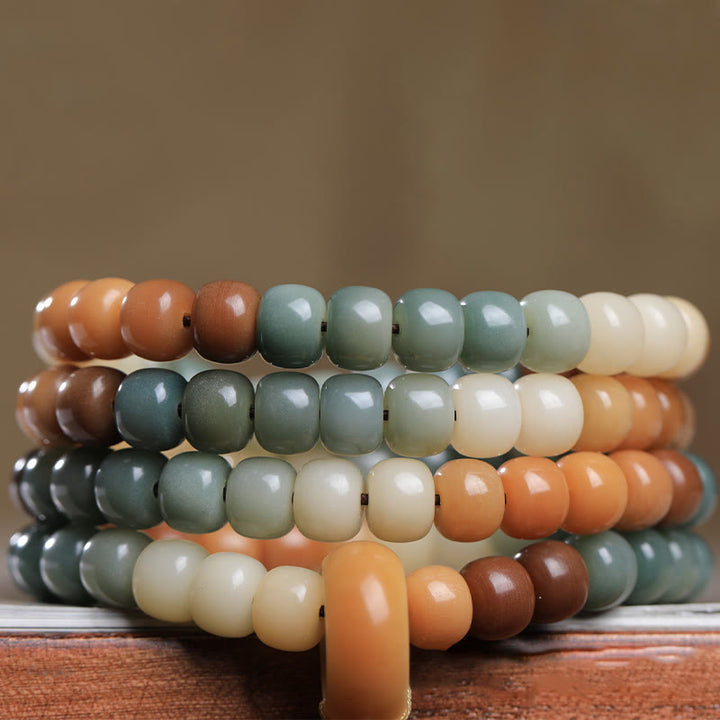 Buddha Stones 108 Mala Beads Gradient Bodhi Seed Green Tara Buddha Engraved Peace Harmony Bracelet - image 2