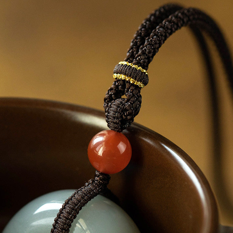 Buddha Stones Natural Round Jade Gray Jade Peace Buckle Luck Necklace Pendant - image 11