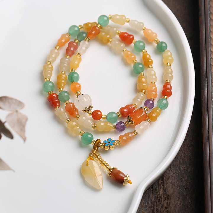 Buddha Stones Golden Silk Jade Gourd Wealth Bracelet - Golden Silk Jade - image 0