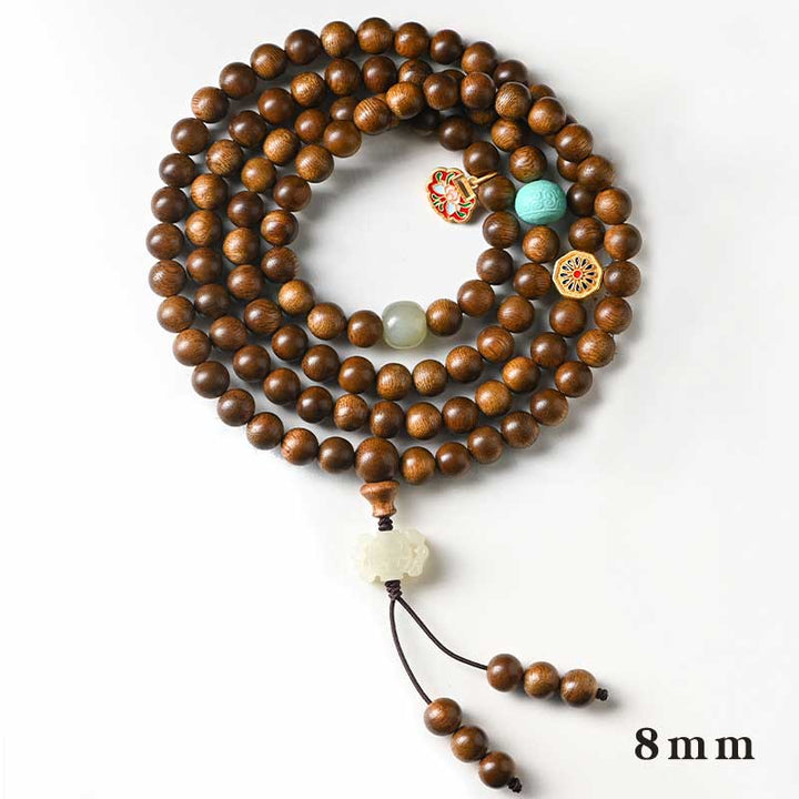 Buddha Stones Tibetan Rosewood Protection Calm Bracelet Mala - 8mm*108 Rosewood - image 8
