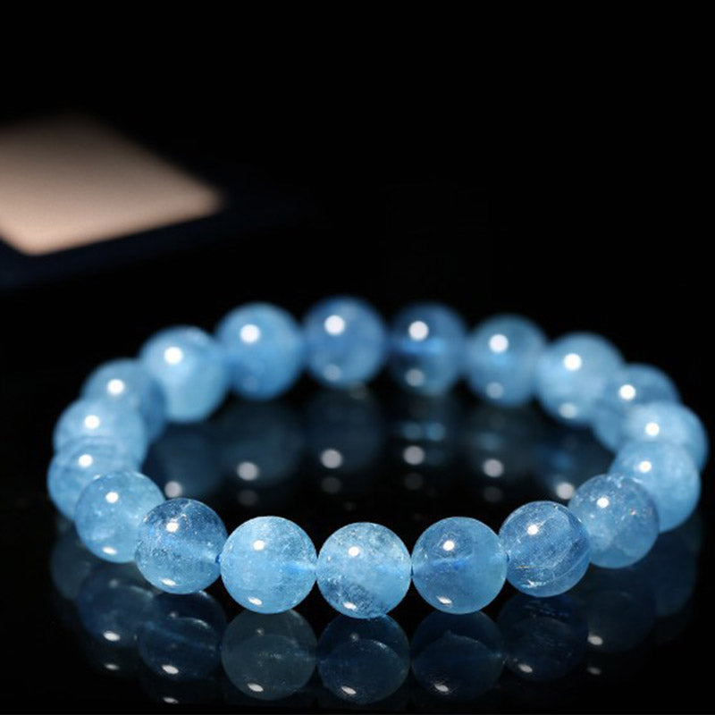 Buddhastoneshop Aquamarine Beads Peace Healing Bracelet - image 2