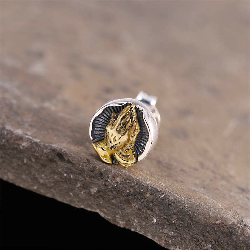 Buddha Stones 925 Sterling Silver Namaste Equality Stud Earrings - image 8