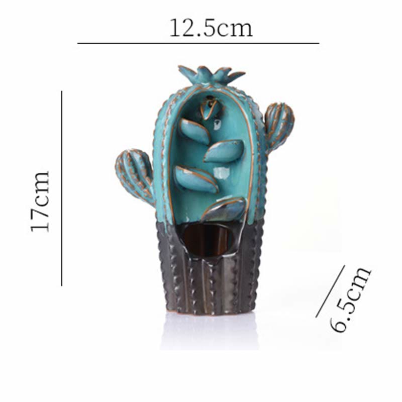 Buddha Stones Cactus Ceramic Healing Backflow Smoke Fountain Incense Burner - image 6