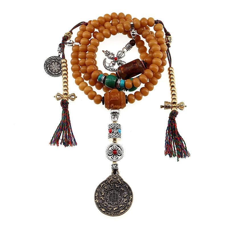 Buddha Stones Tibet 108 Mala Beads Bodhi Seed Bagua Vajra Wealth Bracelet - image 1