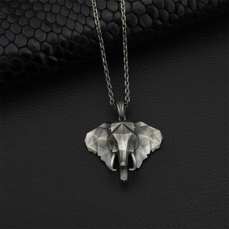 Elephant Pewter Titanium Steel Strength Necklace Pendant - image 1