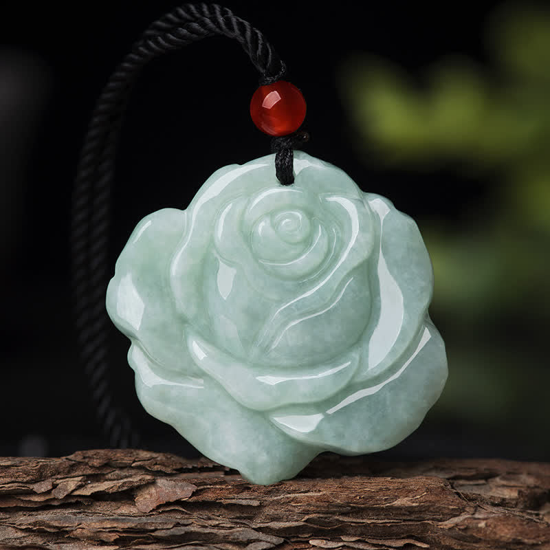 Buddha Stones Lotus Pattern Jade Abundance Prosperity Necklace String Pendant - image 1